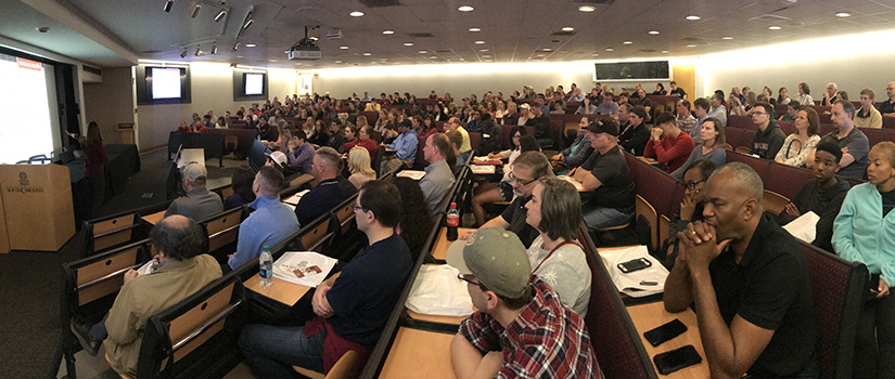 Amaco Hall full of families during Big Friday info session