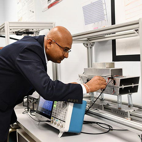 Banerjee working in lab