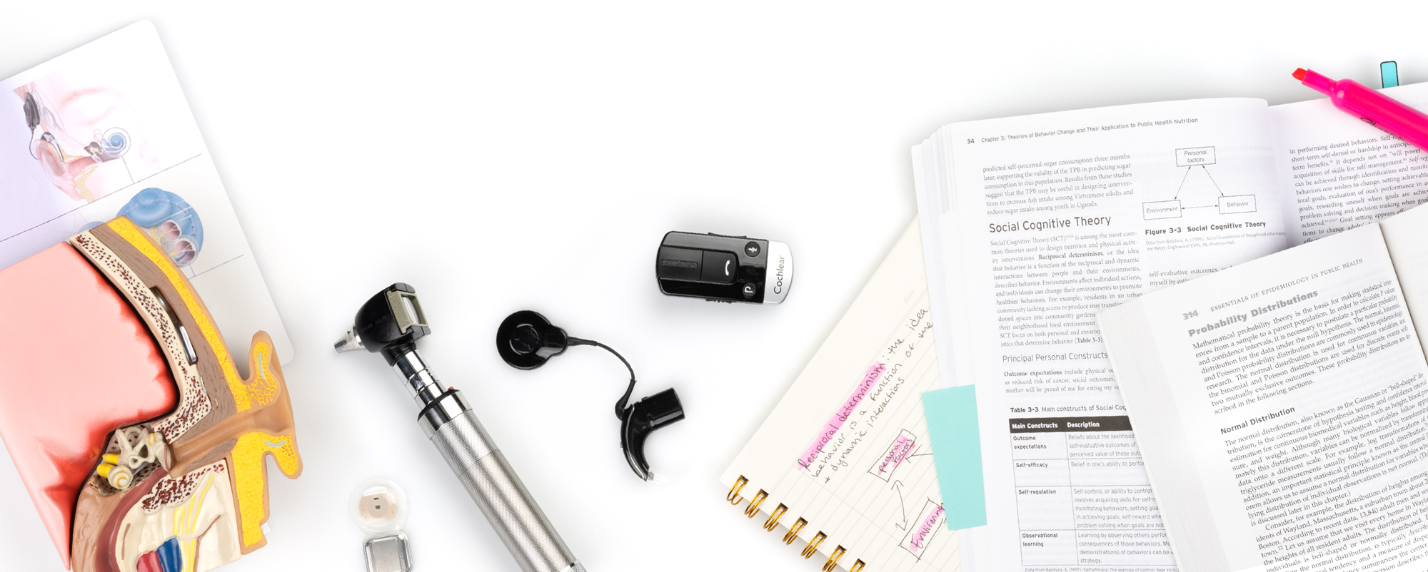 Various items related to Arnold School of Public Health on a white background. 